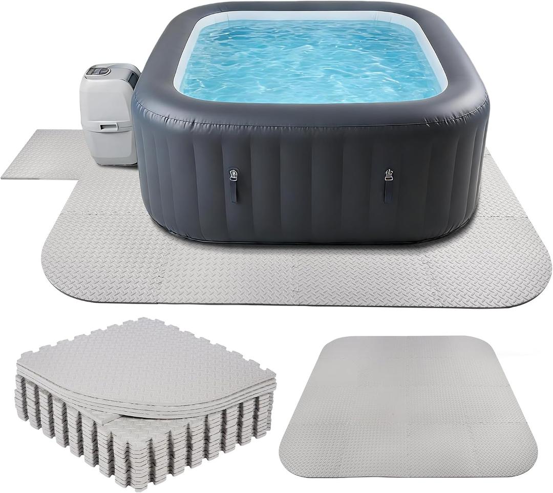 Nisorpa 85 Inch Hot Tub Pad Foundation for Inflatable Tub 1/2" Extra Thick Hot Tub Mat Non Slip Pool Spa Pad EVA Foam Padding Flooring Protector Outdoor Game Camping mat for Outdoor Balcony (Grey)