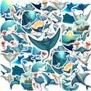 35Pcs Devilfish Stickers for Kids Waterproof Ocean Animal Manta Ray Sticker for Water Bottle Laptop Scrapbooking Skateboard Luggage Manta Ray Party Favor Decor Ideal Gifts for Boy Girl Teacher Rewards