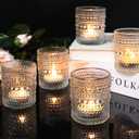 24 Pack Votive Candle Holders, Clear Glass Tealight Candle Holders DIY Wax Filling for Wedding, Tea Light Candles Holder for Home Table Decoration