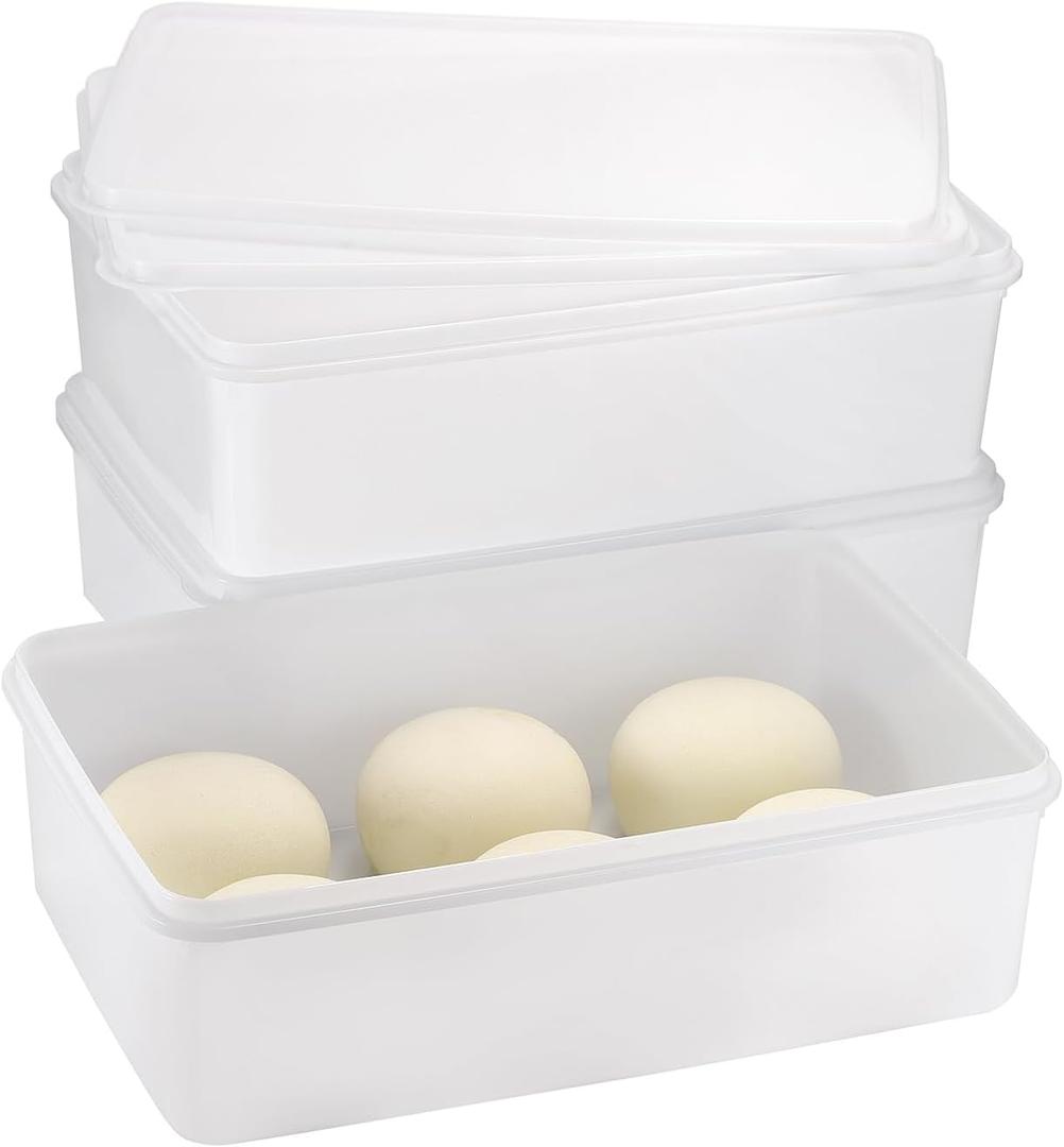 Pizza Dough Proofing Box, Pack of 3 Stackable Proofing Container with Lids, Fits 4-6 Pizza Balls(14.3x9.7 Inches), Professional Dough Box for Firdge, Kitchen, Picnic (Large)
