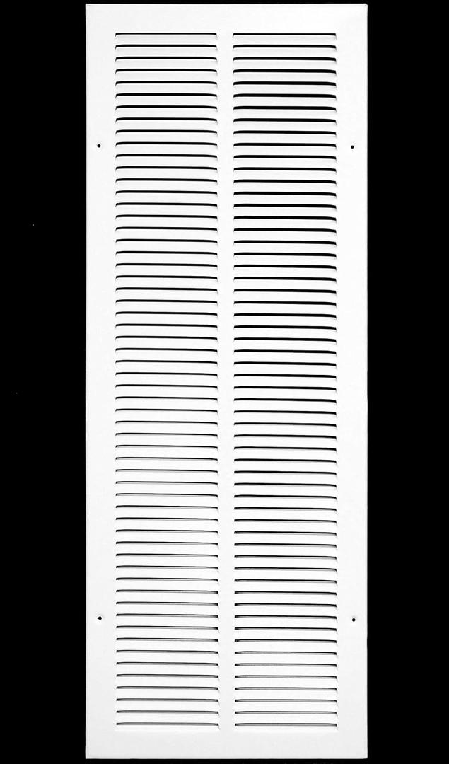 HVAC Premium 12'' x 30'' [Duct Opening] Flat Stamped Steel Return Air Grille - Sidewall and Ceiling - HVAC Vent Duct Cover - White [Outer Dimensions: 13.75''w X 31.75''h]