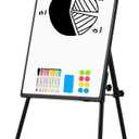 Magnetic Whiteboard Easel, 36"x24" Height Adjustable Dry Erase Board with Stand, Large Aluminium Frame White Board for Teaching, Flipchart Standing Writing Board for OfficeHome (Black)