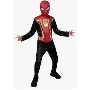 Marvel Integrated Spider-Man Official Youth Halloween Costume - Premium Quality Printed Jumpsuit with Pull On Fabric Mask