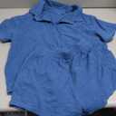 Flygo Womens Casual 2 Piece Outfits Cotton Linen Sets Button Down Oversized Shirt Shorts 2025 Pajama Lounge Beach Set (Small, Blue)