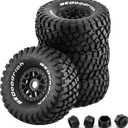 Chanmoo 1/8 RC Short Course Truck Tires and Wheels 17mm Hex OD 140mm 1/7 All Terrain Off Road Tyres for 1:7 1:8 RC Buggy Truck Car HSP TRAXXAS UDR DF7 FS Atom ARRMA Mojave YK4072 DF7 4PCS (Black)