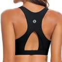 RUNNING GIRL High Impact Sports Bras for Women,Racerback Running Bra Workout Crop Tank Tops Longline Sports Bra Push up (Medium, Z-black)