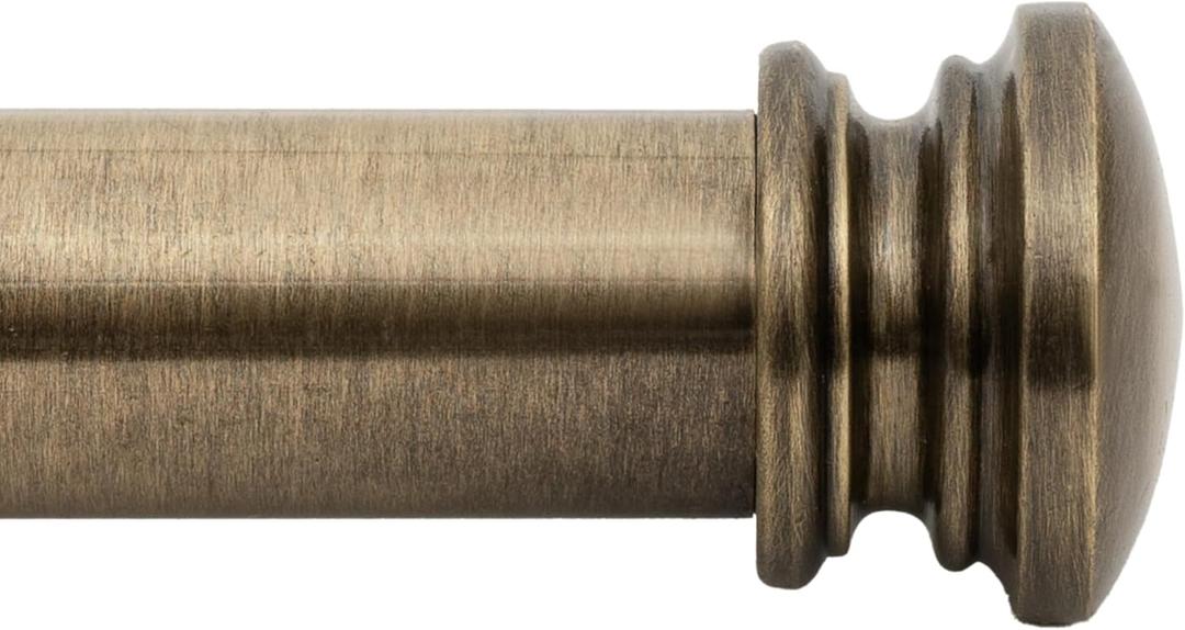 Deco Window Adjustable Curtain Rod for Windows 44 to 120 Inch Extendable Heavy Duty 1 Inch Iron Drapery Pole with End Cap Finials Wall Mounted French Door Curtain Rods (Pack of 1, Antique Brass)