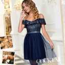 Wedtrend Sequin Dress for Women Short 80s Prom Dress Sparkly Cocktail Dresses Formal Dresses for Teens (Blue, XS)