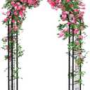 88in Steel Garden Arch Arbor Trellis for Climbing Plants Outdoor,Yard,Garden,Climbing Plants 7ft Decorative Wire Lattice,Outdoor Wedding Arch(Black) (Medium)