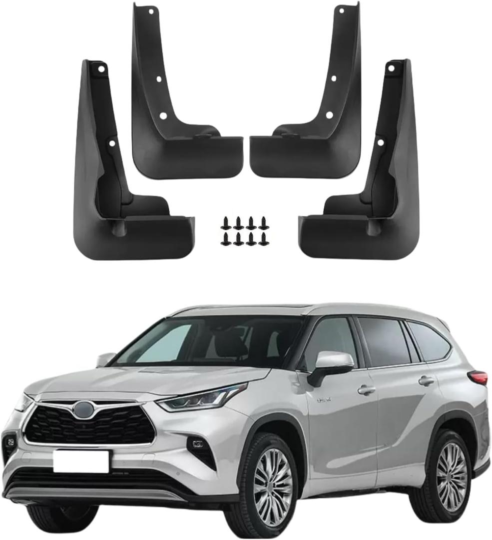 Mud Flaps Splash Guards for Toyota Highlander 2020-2026 Custom Fit All Weather Exterior Accessories（Not fit Grand Highlander）