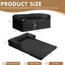 Convertible Sofa Bed Queen,5-in-1 Tri-Fold Boneless Couch with Removable Armrests & Handle,Corduroy Futon Sleeper Sofa,Floor Folding Mattress Pull Out Bed for Small Space Living Room Bedroom, Black-queen, Queen-81.5"L x 60"W