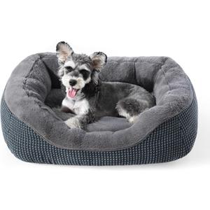 INVENHO Small Dog Bed for Small Dogs, Cat Beds for Indoor Cats Washable, Orthopedic Dog Bed, Warming Soft Calming Sleeping Puppy Bed Durable Pet Bed with Anti-Slip Bottom S (20"x19"x6") (Dark Grey)