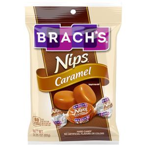 Brach's Nips Caramel Flavored Hard Candy, Individually Wrapped Candies, 3.25 Ounce Bags (Pack of 12) (EXP 09/02/27)