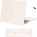 MOSISO Compatible with MacBook Pro 13 inch Case M2 2026, 2025, 2024-2016 A2338 M1 A2251 A2289 A2159 A1989 A1708 A1706, Plastic Hard Case&Keyboard Skin&Webcam Cover for MacBook Pro 13.3, Beige