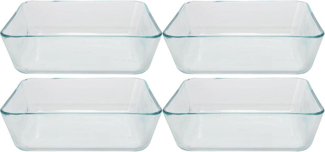 Pyrex 7211 6-Cup Rectangular Glass Storage Container (4-Pack) - Made in USA
