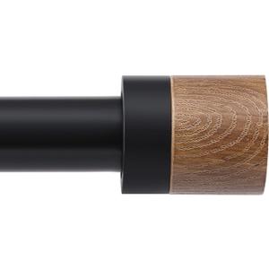 Wood Curtain Rods for Windows 72 to 144 Inches(6-12ft),1 inch Adjustable Window Curtain Rods with Imitation Wood Grain Finials,Heavy Duty Decorative Drapery Rod for Bedroom,Kitchen and patio (Black)