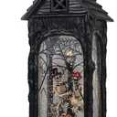 DRomance Halloween Snow Globe Projection Lantern with 6 Hour Timer, 3 AA Batteries Operated & USB Powered Skeleton Lighted Water Lantern Glittering Halloween Decor Gift, 10.7 Inch Tall