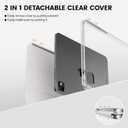 Case for iPad Pro 11 inch Case M5/M4 (2025/2024) with Pencil Holder, 2 in 1 Detachable Trifold Sliding Cover with Clear Hard Back Shell, Supports Pencil Pro Charging, Gray