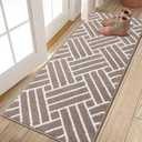 OLANLY Runner Indoor Door Mat, 47x23 Inch, Dirt Resistant and Absorbent, Non-Slip Rubber Backing Floor Mats, Easy Clean Low-Profile Doormat for Entryway, Front Door, and Inside Entrance, Brown