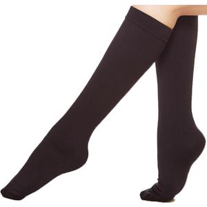 EABERN 6 Pairs Women's Opaque Fleece Lined Trouser Socks Warm Knee High Stocking (Black)