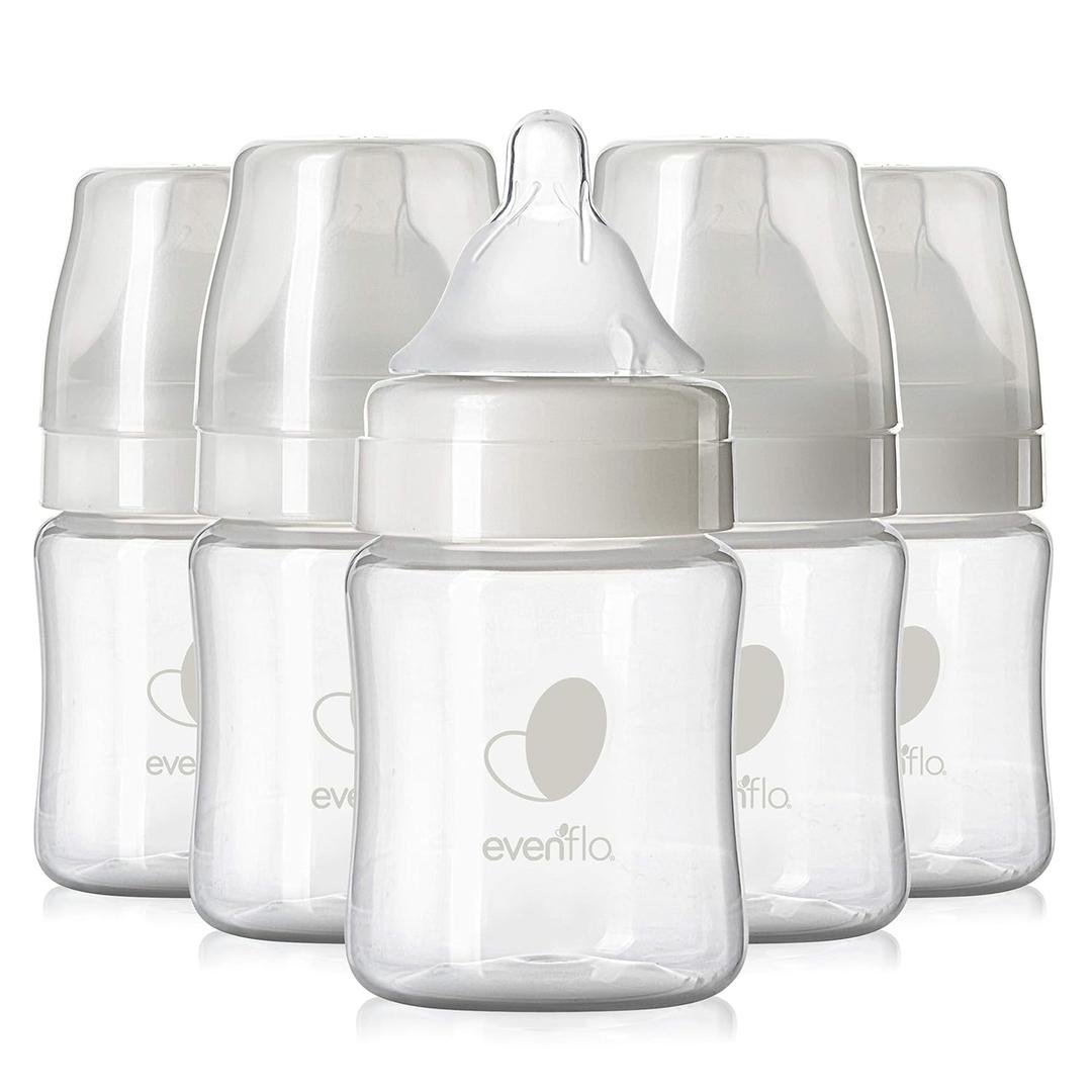 Evenflo Feeding Premium Proflo Venting Balance Plus Wide Neck Baby, Newborn and Infant Bottles - Developed by Pediatric Feeding Specialists - 5 Ounce (Pack of 6) (Clear/White)