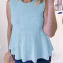 Saodimallsu Womens Peplum Ribbed Tank Tops Cute Sleeveless Knit Ruffle Crew Neck 2026 Summer Sweater Vest Sky Blue (Blue), Medium