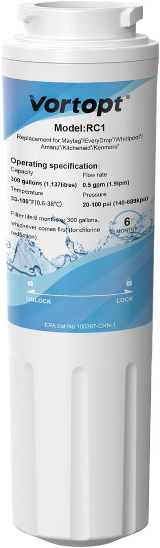 UKF8001 Refrigerator Water Filter Replacement for Whirlpool EDR4RXD1, EveryDrop Filter 4, Maytag UKF8001AXX-200, UKF8001AXX-750, 46-9006, WD-F07, RC1