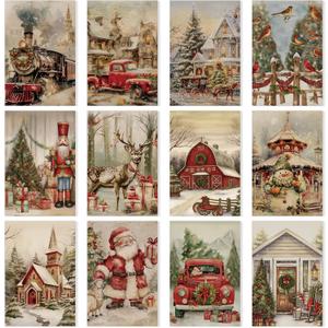 VioraWhite 12 Pcs Seasonal Diamond Art Set for Adults Holiday Theme Diamond Painting Kits for Women DIY Cartoon 5d Rhinestones Crafts Gifts with Tools for Home Wall Decoration(Retro)