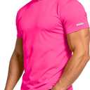 Workout Shirts Men Moisture Wicking Quick Dry Running Short Sleeve (Pink)