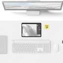 YSAGi Leather Desk Protector, Office Mat, Large Mouse Mat, Non-Slip PU Leather Blotter, Laptop Desk Pad, Waterproof Writing Pad for Office and Home (White, 35.4" x 17")