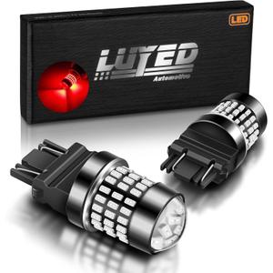 LUYED 3157 LED Bulbs Red 600% Brighter 1800LM, Flicker-Free 12-24V Plug and Play HD Projector, Compatible with 3156 3056 3057 4157 4057 Tail Brake Stop Signal Parking Lights 2PCS