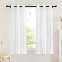 NICETOWN Soft Voile White Sheer Curtains 63 inches Long - Grommet Living Room Curtains Elagant & Airy Breathable Light Filtering Window Treatments for Bedroom, W42 x L63, 2 Panels