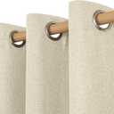 LAMIT Thermal Linen Textured Curtains 95 inches Long for Bedroom, Grommet Light Filtering Curtains Neutral Panels for Living Room/Farmhouse, Set of 2 Panels, W52 x L95, Natural Beige