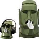 Unique Tissue Box Holder  Creative Moai Tissue Dispenser with Sunglasses and Headphone Storage  Funny Face Tissue Holder for Living Room, Office, or Statue Bathroom Decor (Green)
