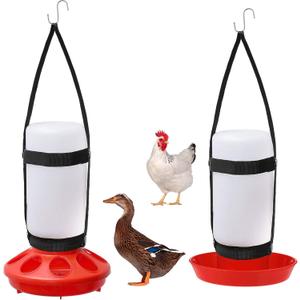 2 Packs Chick Feeder and Waterer Kit 1L Chick Feeder and 1L Chick Waterer Chicken Feeder and Hanging Chicken Waterer for Poultry Farm Chick Water Food Feeder