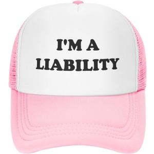 I'm A Liability Hat Funny Trucker Hats Adjustable Classic Fishing Cap for Men and Women Pink (Pink)