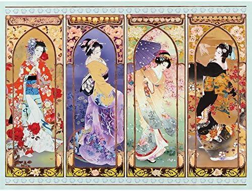 Bits and Pieces  500 Piece Jigsaw Puzzle for Adults  Oriental Gate Quilt - Geisha Jigsaw Puzzle by Artist Haruyo Morita, Completed Puzzle Size: 18" x 24"