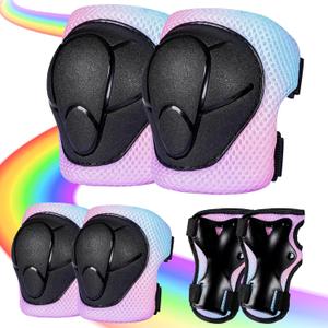 Knee Pads for Kids 3-14 Years Toddler Knee and Elbow Pads with Wrist Guards 3 in 1 for Bicycle Scooter Roller Skates Skateboarding (Medium, Pinkblue)