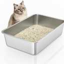 IKITCHEN Stainless Steel Cat Litter Box, Large Metal Litter Box for Cats, Never Absorbs Odors,Stain Free, Rustproof, Non Stick Smooth Surface 23.5" L x 15.5" W x 6" H