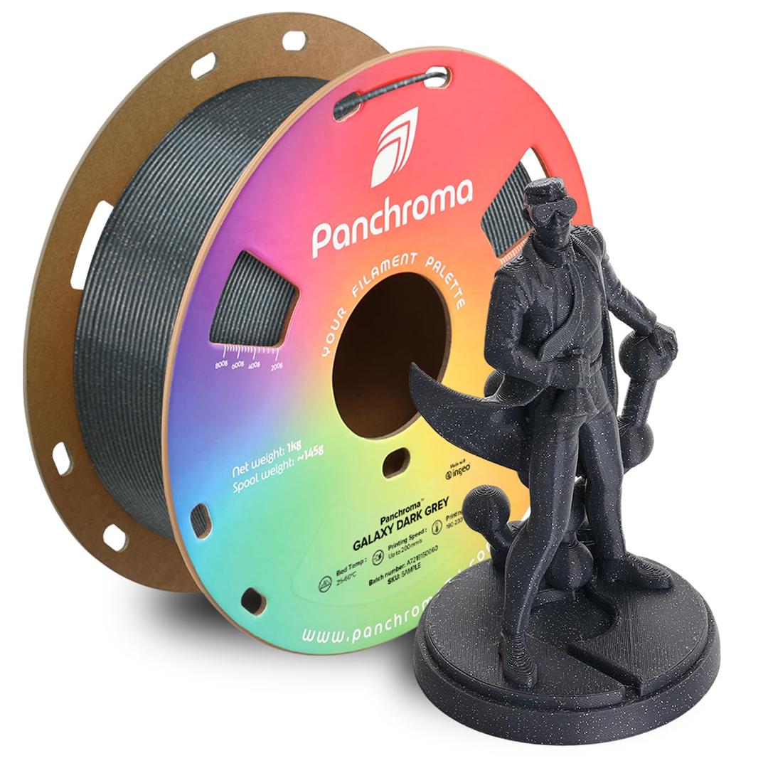Polymaker Panchroma Galaxy PLA Filament 1.75mm, Galaxy Dark Grey 3D Printer PLA Filament 1kg - Twinkling 3D Printing Filament, Dimensional Accuracy +/- 0.03mm (0.6mm Nozzle Required)