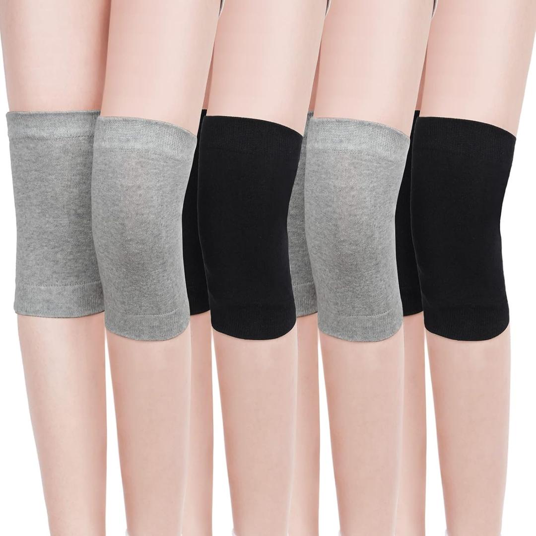 4 Pairs Knee Warmers for Women Men Breathable Leg Warmers Knee Brace Pad Leg Compression Sleeve for Cycling Running(Gray, Large)