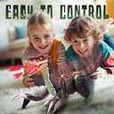 Remote Control Dinosaur Toy for Kids - RC Dinosaur - Walking Velociraptor Toy with Mist Spray, Lights & Roar - Birthday Gift Ideas for Boys and Girls 3-5 5-7 8-12 Year Old
