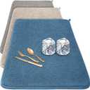 3 Pack XXL Dish Drying Mats,2417" Absorbent Microfiber Dishes Drainer Mats,Large Size Pads for Kitchen Counter,Coffee,Rack,Under Sink(Beige,Blue,Gray)