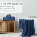 Smuge 18-Piece Bath Towel Set, Include 6 Bath Towel Sheets, 6 Hand Towels and 6 Washcloths - Highly Absorbent Quick Dry 100% Microfiber,Ultra Soft Bathroom Towel Set (Navy Blue)
