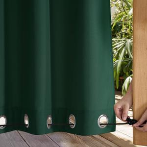 NICETOWN Canvas Outdoor Curtains for Christmas 2 Panels, Dark Green, W52 x L84 per Panel - Waterproof & Windproof Sun Shades with Grommet & Back Tab & Rod Pocket, Free Rope for Bottom Fixing