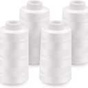 4 Pack White Sewing Thread, Serger Thread Cones of 3000 Yards Each, All Purpose Polyester Sewing Serger, Quilting, Piecing, Overlock Machine