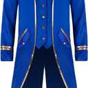 GRAJTCIN Steampunk Jacket Men Tailcoat Victorian Renaissance Costume Pirate Coat Vintage Masquerade Gold Trim Frock Coat (X-Large)