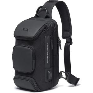 BANGE Sling Bag, Waterproof Crossbody Backpack, Shoulder Bag for Men (Black)