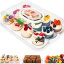 Cupcake Containers with Lid Rectangular Cake Carrier 3-in-1 Multipurpose Cupcake Holder for Muffins Pies Sweets Pastries Fruit or Snacks (White, 13" x 9" x 4")
