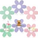 Tatuo 6 Pcs Daisy Flower Plant Wall Shelf Wooden Wall Sign, Cute Small Floating Shelves for Display Shelf for Bedroom Bathroom Living Room Funky Maximalist Kawaii Preppy Room Decor for Girl